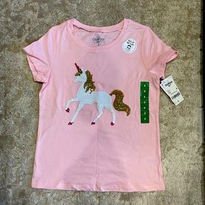 NWT OshKosh Flip Sequin Unicorn Shirt - Size 7 / Size 8